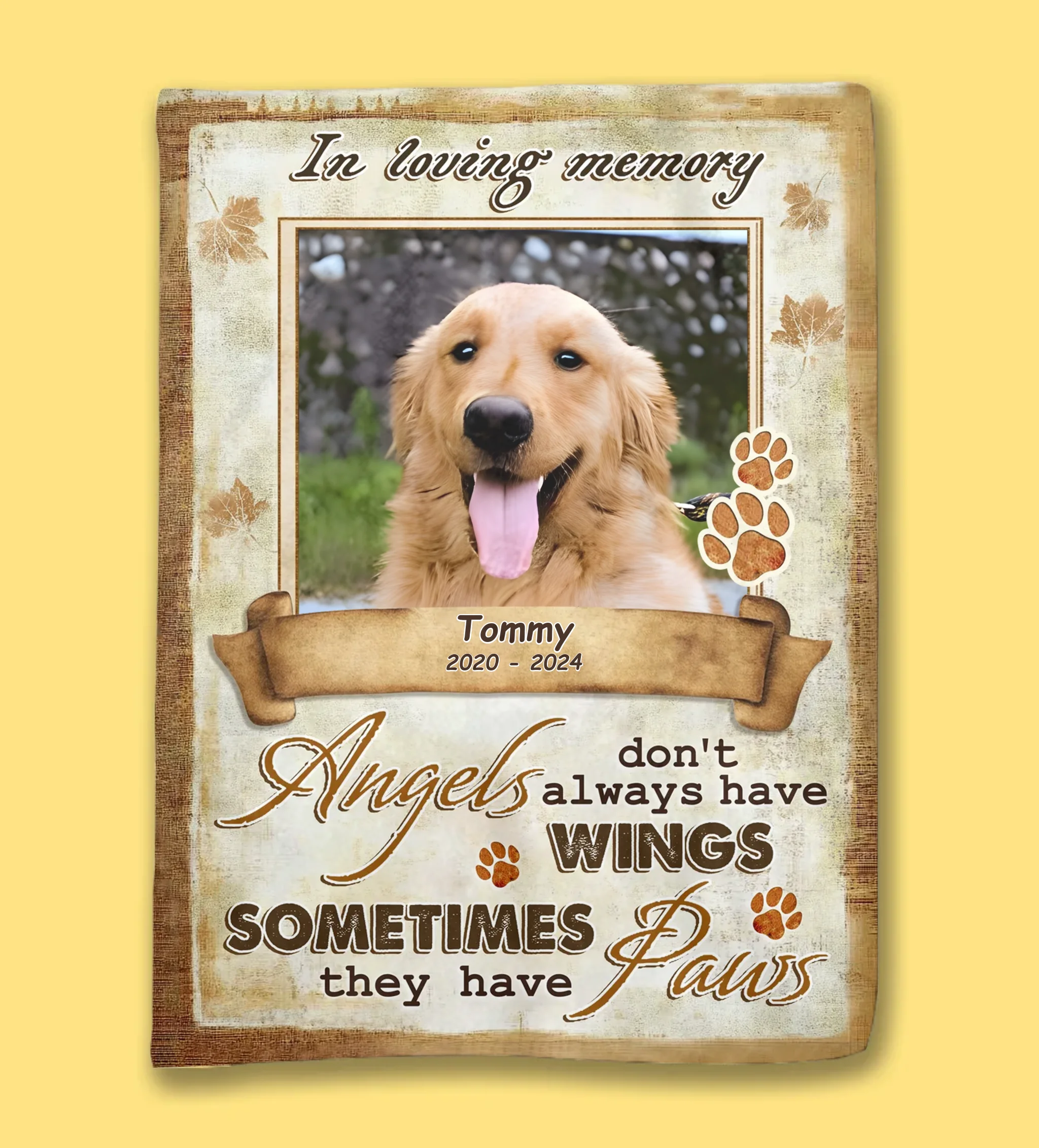 Blanket Flannel Personalized Photo Blanket Sympathy Gift for Loss of Dog