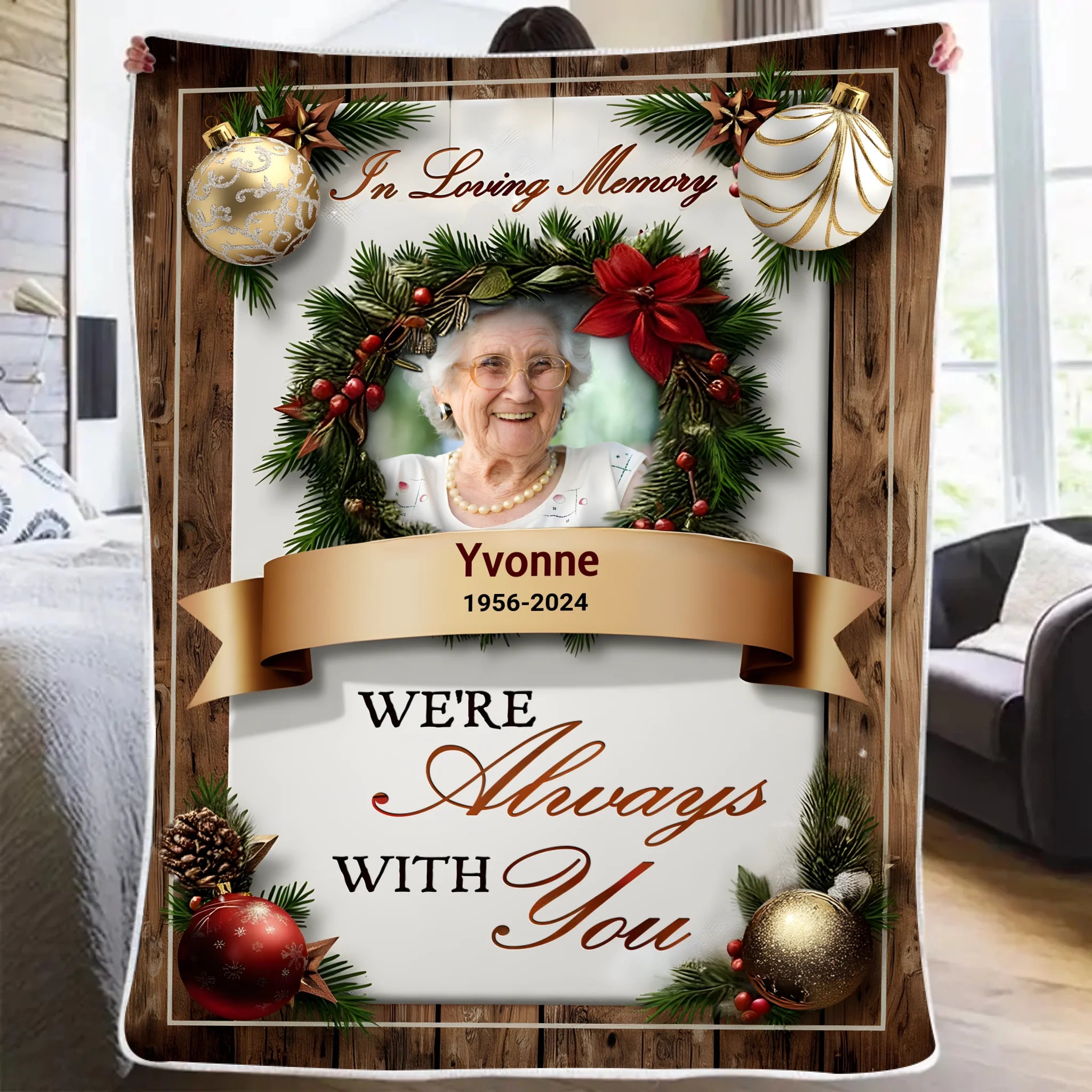 blanket personalized photo christmas remembrance