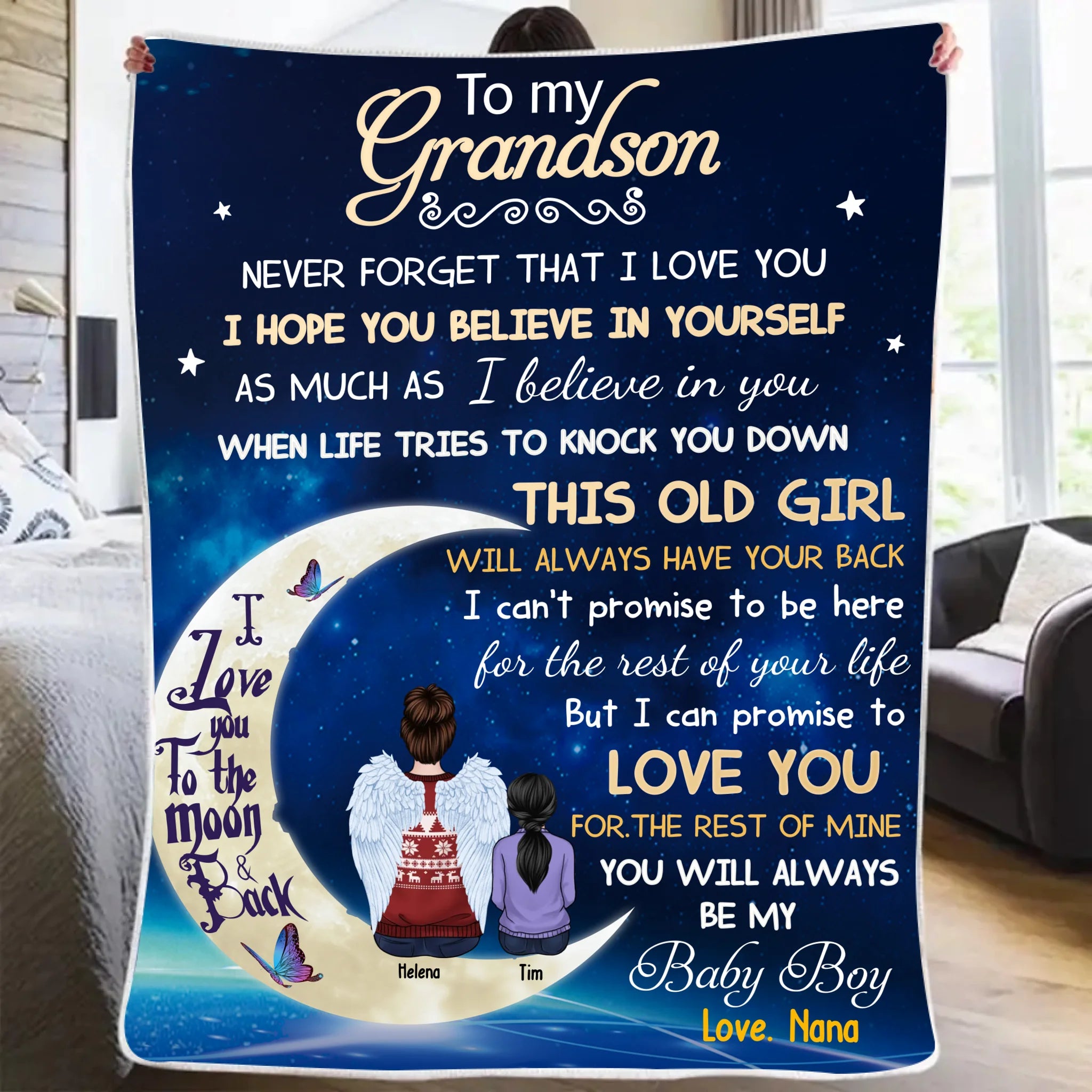 personalized photo with custom text blanket cozy comfort throw remembrance gift