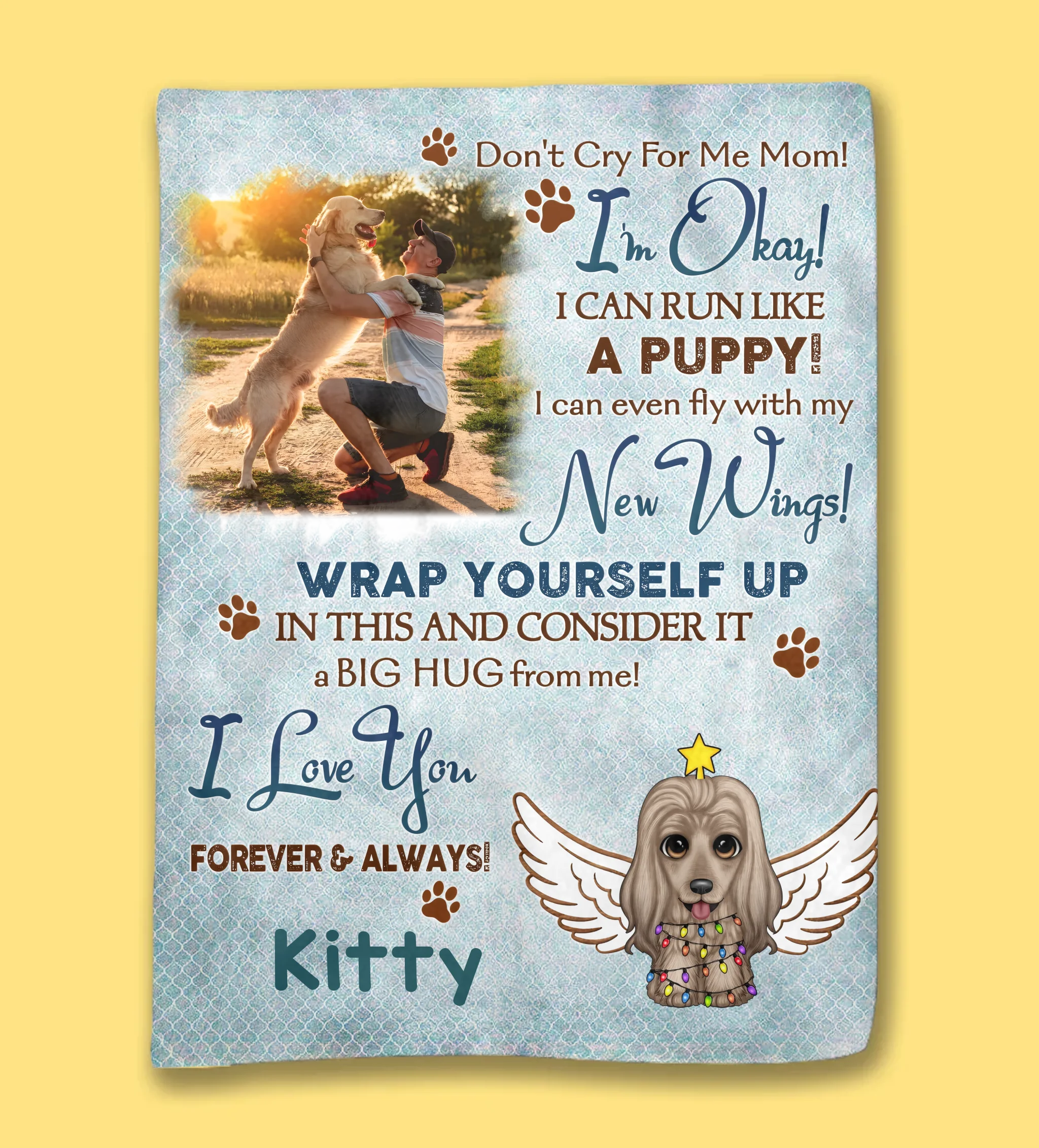 Blanket Flannel Personalized Keepsake Blanket Sympathy Gift for Loss of Dog