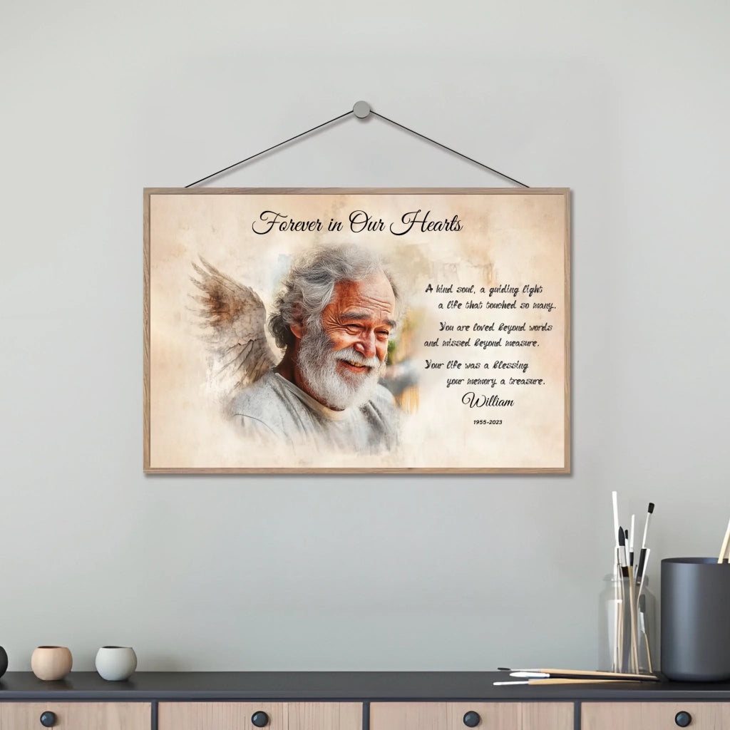 wooden style plaque personalized photo home remembrance table