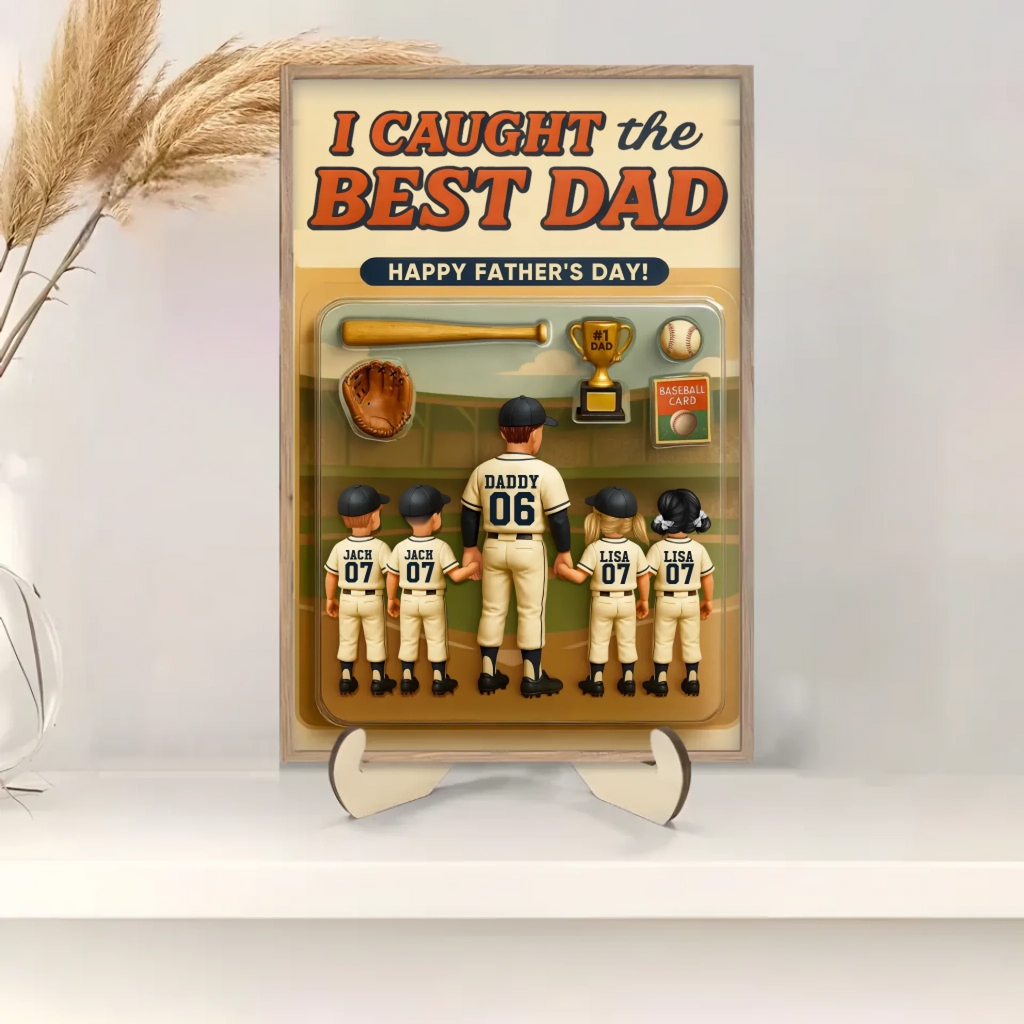 we caught the best dad baseball custom figure personalized wooden custom gift for dad personalized gift