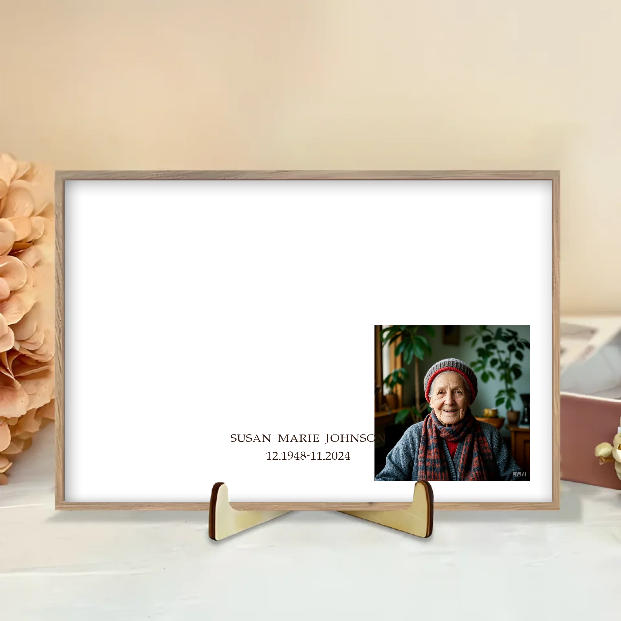 personalized photo desk decoration wooden style photo tribute wall