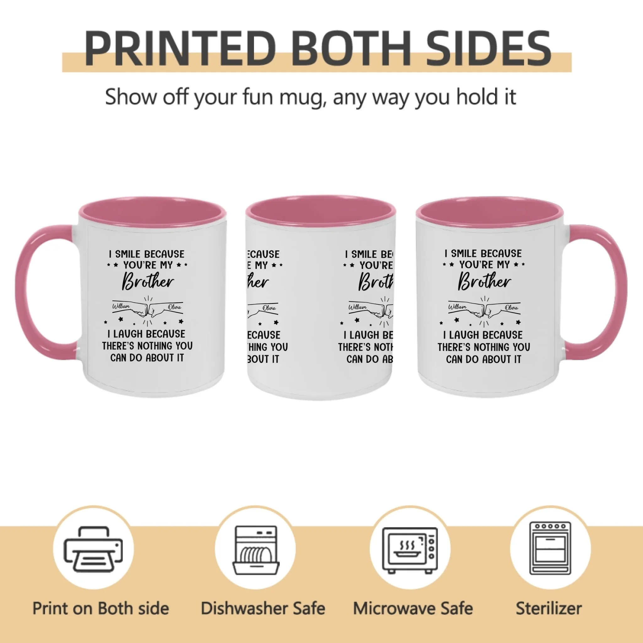 personalized design because brother black mug gift for brother