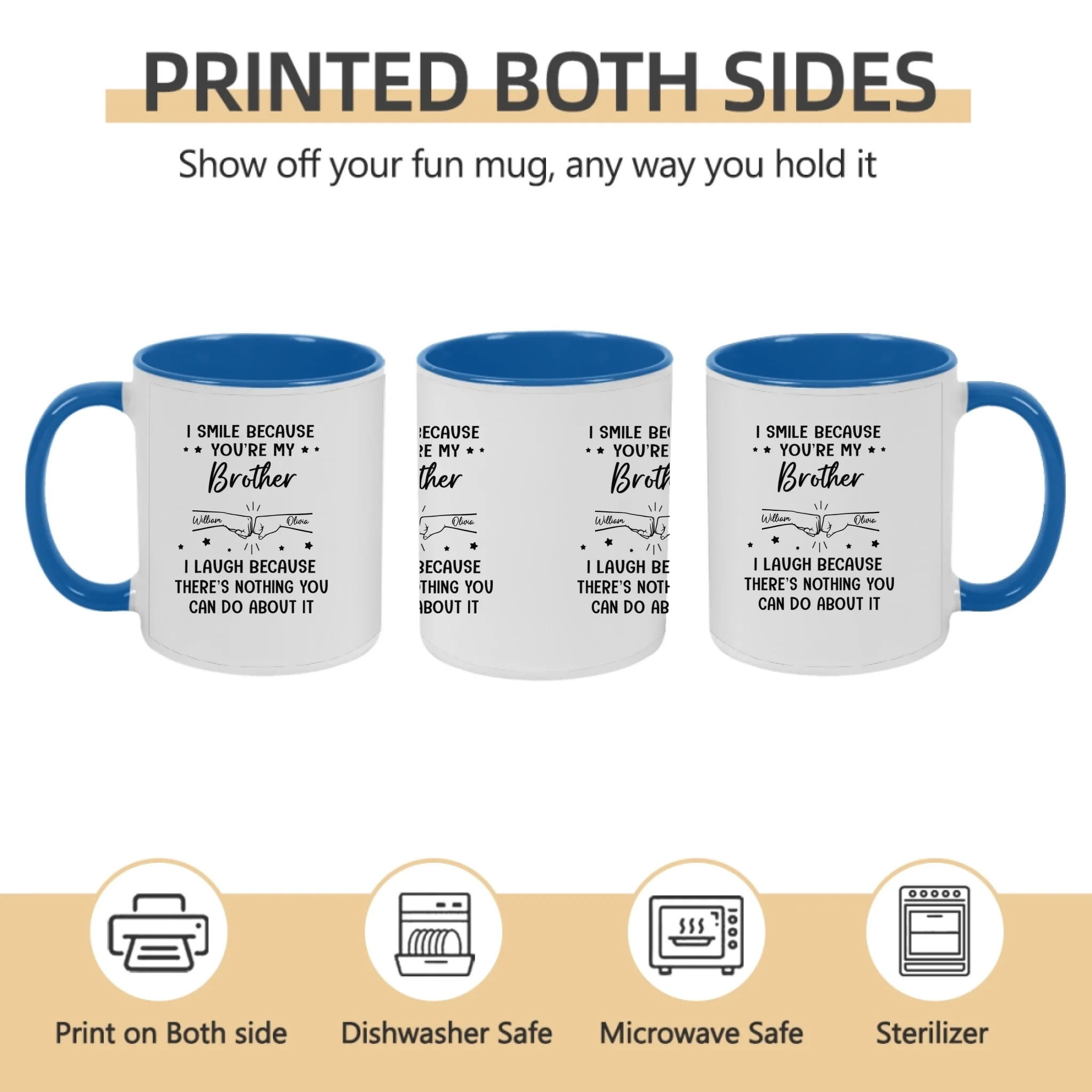 because brother black mug personalized design