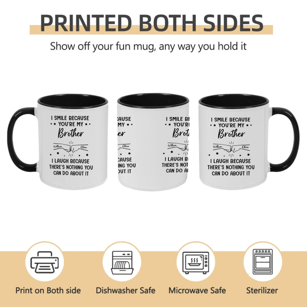 personalized design because brother black mug ceramic