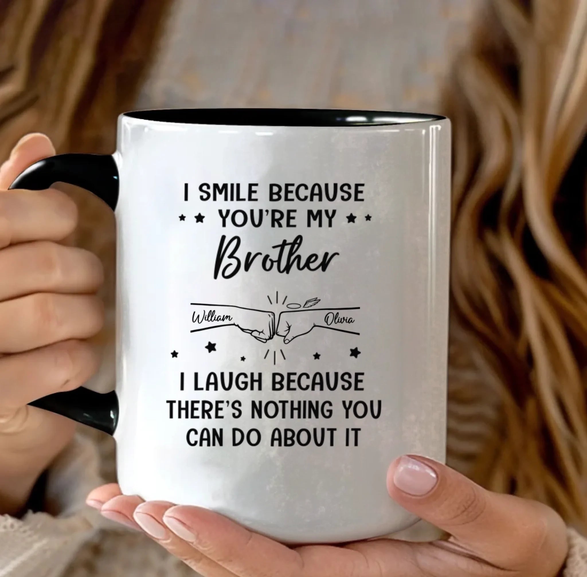 because brother black mug personalized design ceramic