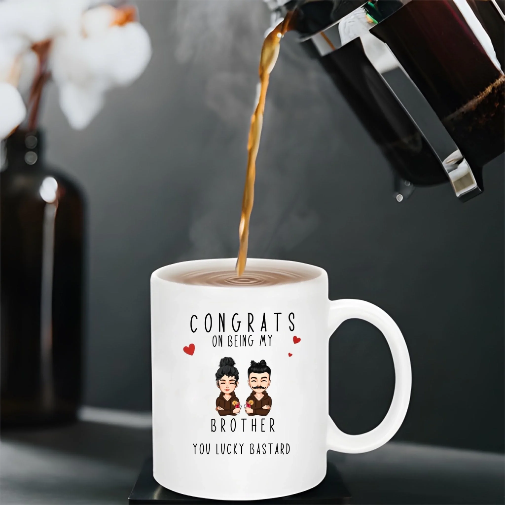 white congrats being brother mug personalized design ceramic
