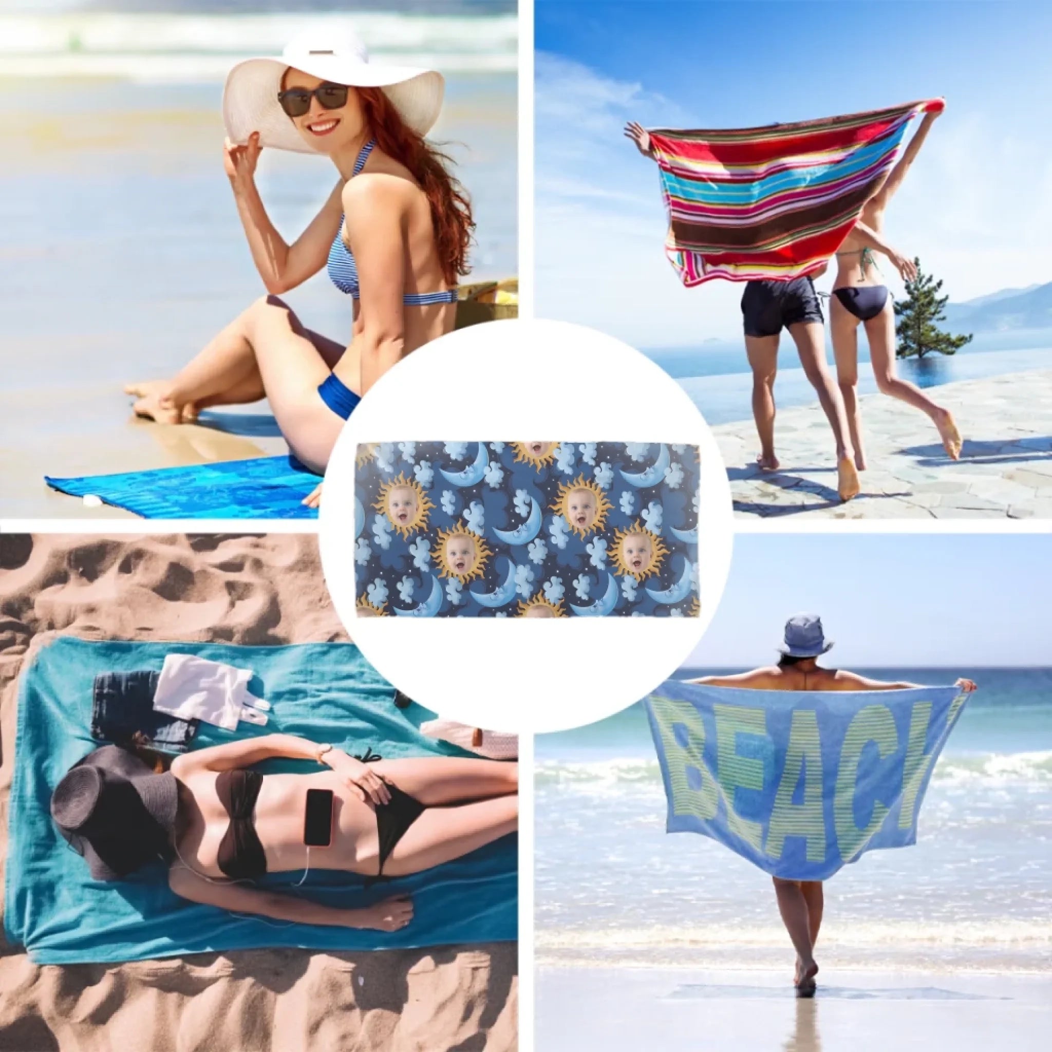 beach towel custom photo gift for daughter front view