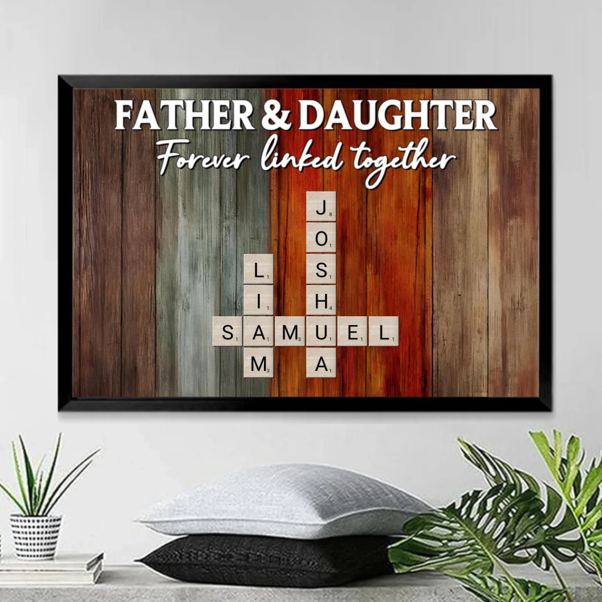 father daughters sons forever linked together crossword puzzle art custom gift for dad personalized gift