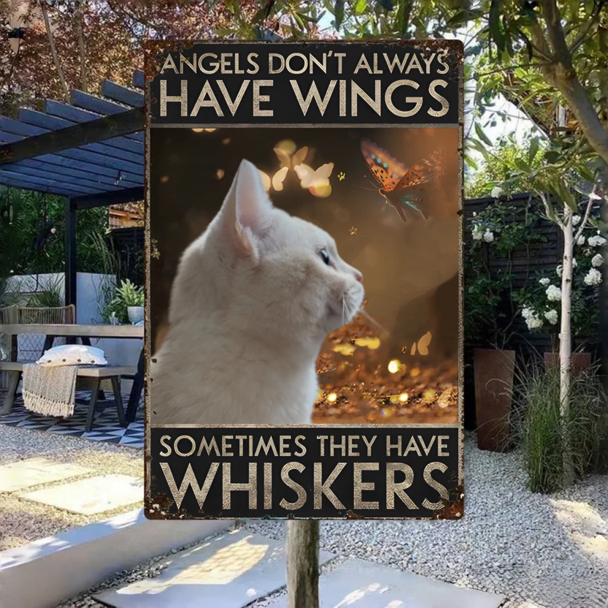 Metal Wall Plaque Personalized Design Cat Memorial Gifts for Home or Garden Display Metal Sign Aluminum