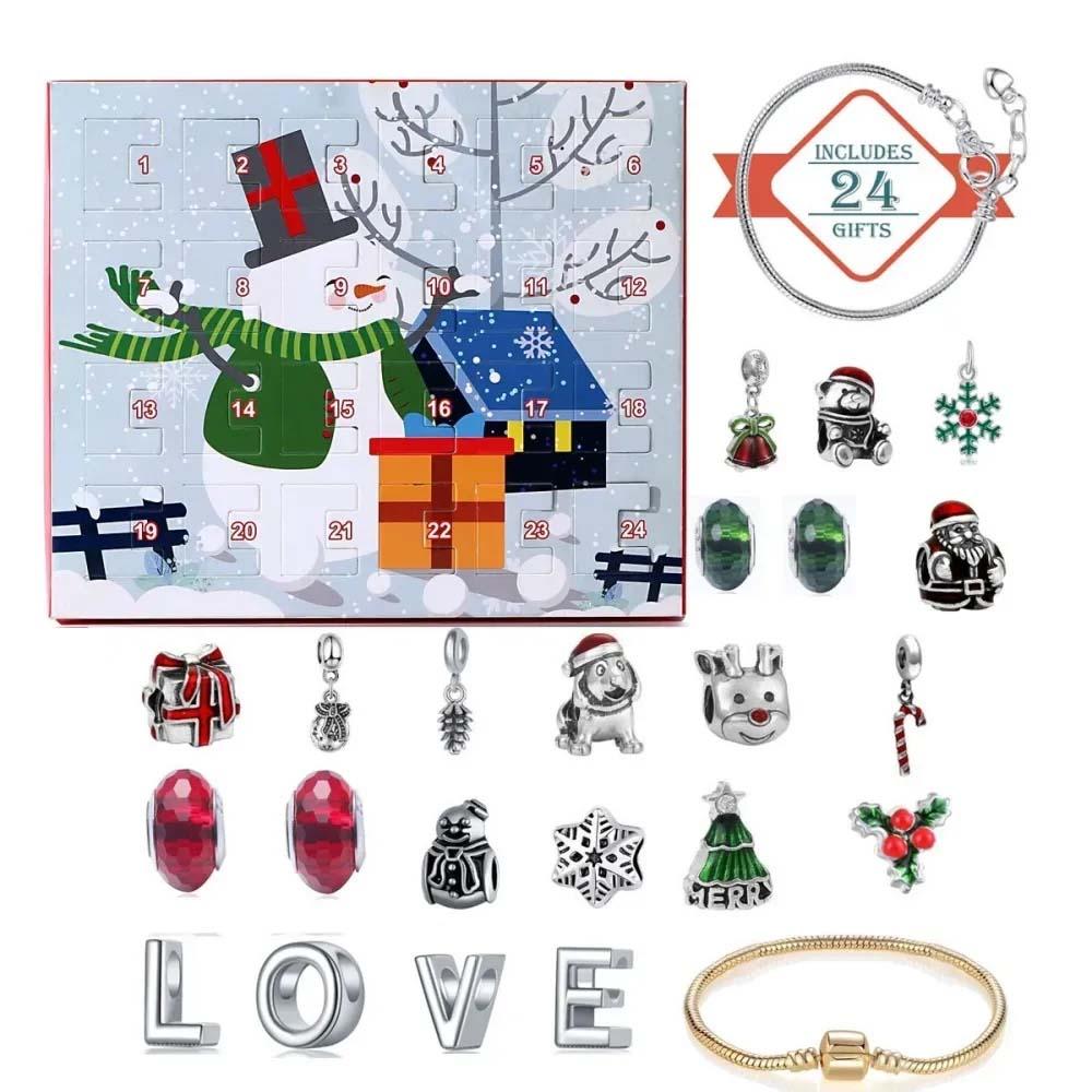 Christmas Charm Surprise Blind Box Charm Bracelet 24 Calendar Countdown Gift Box Bracelet DIY Charms