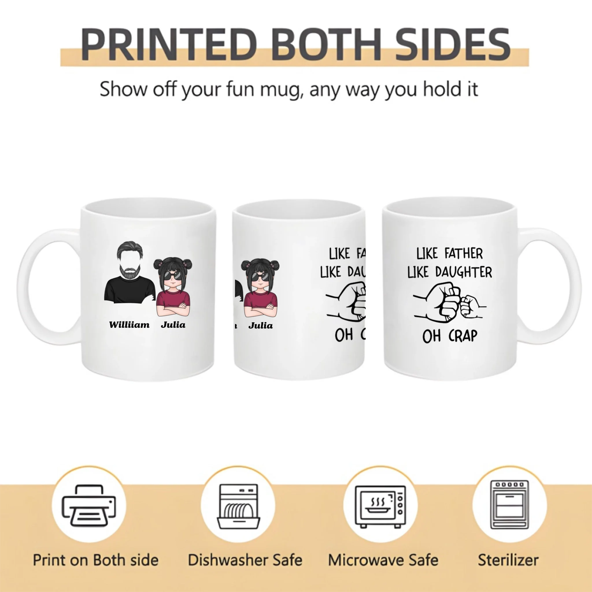 oh crap fist bump duo design mug for everyday use