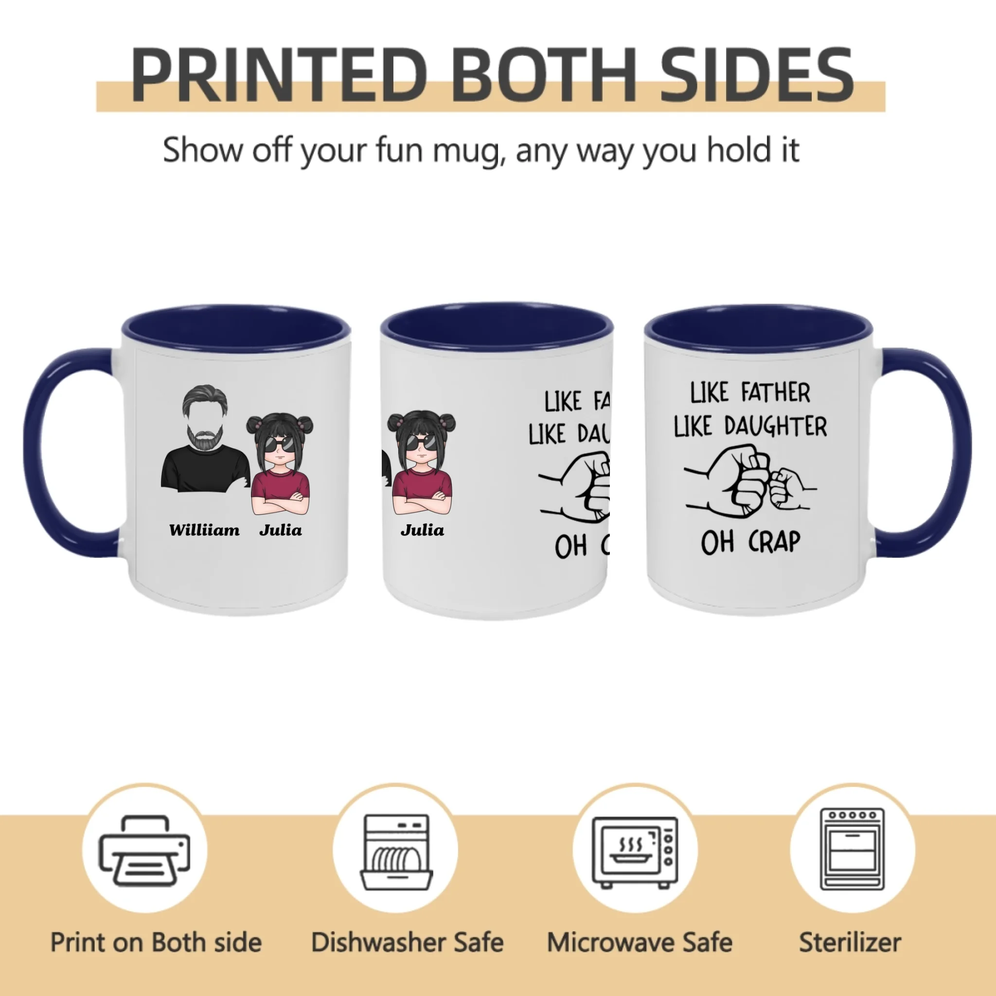 oh crap fist bump duo mug for dad personalized gift photo