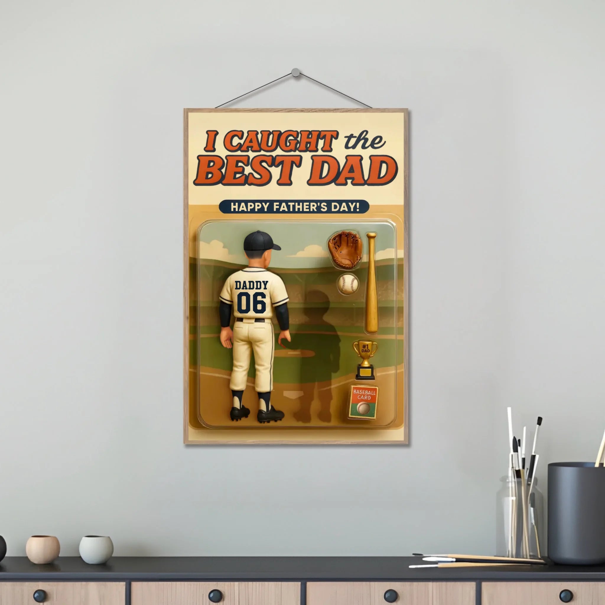 we caught the best dad baseball custom figure personalized wooden custom gift for dad personalized gift photo