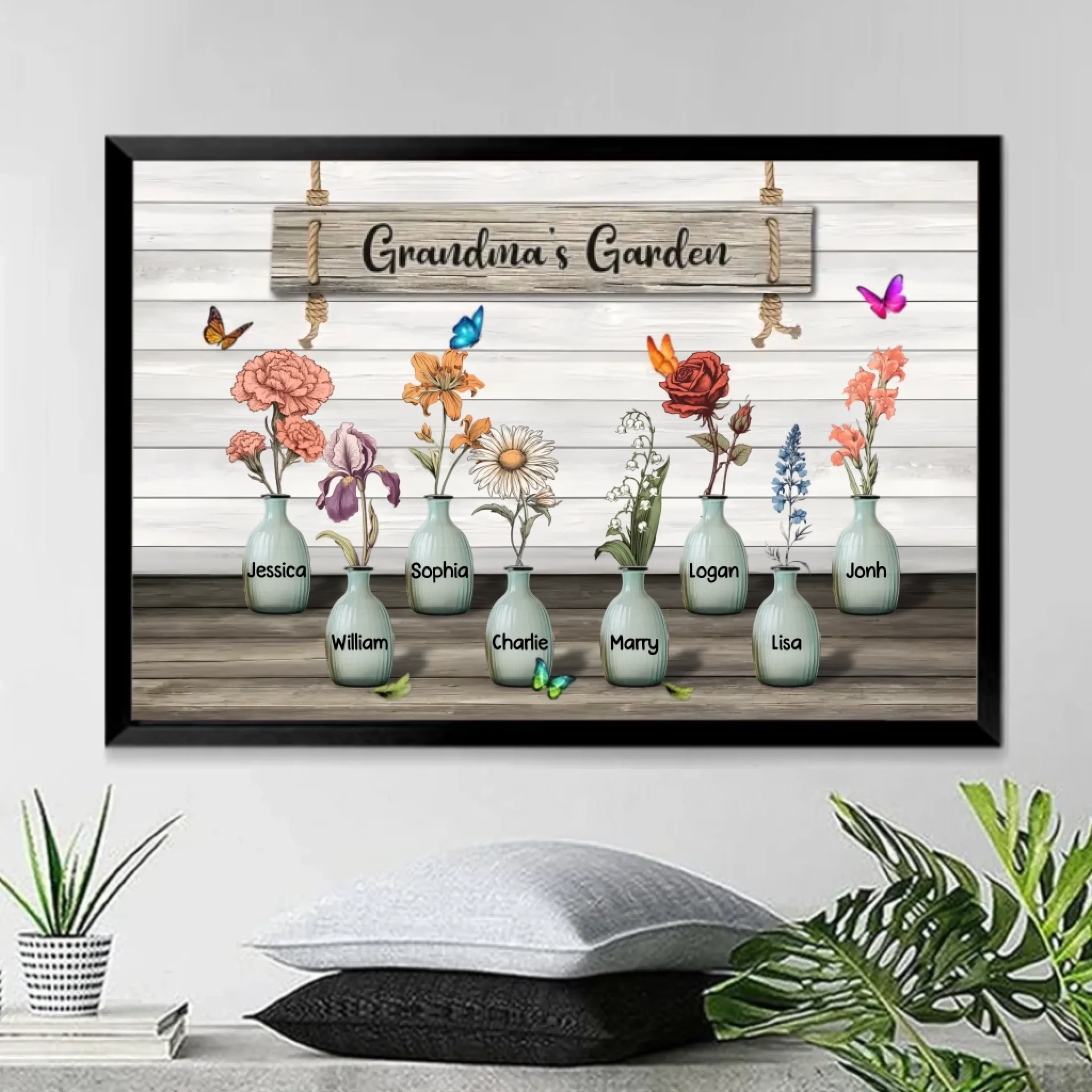 made for grandmas heart poster personalized birth flowers mothers day gift for grandma