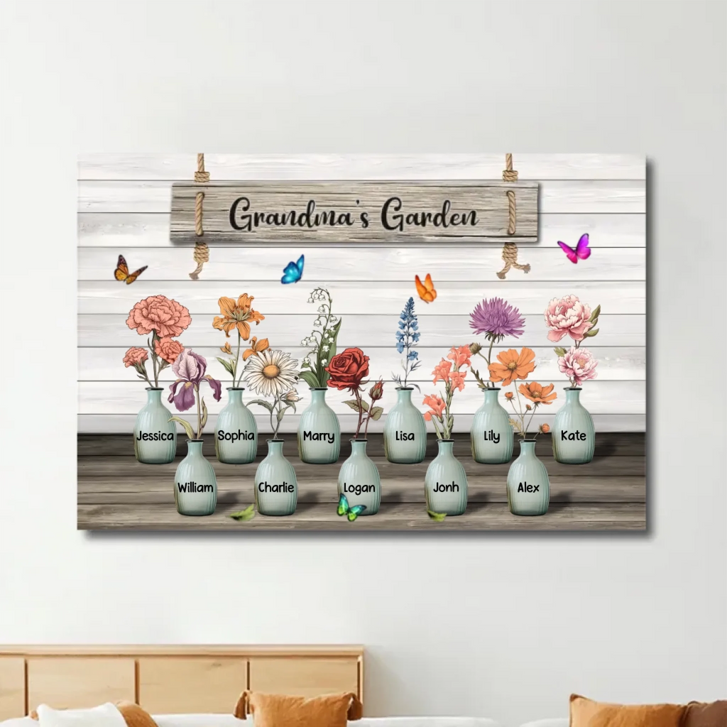 poster made for grandmas heart personalized birth flowers mothers day gift for grandma