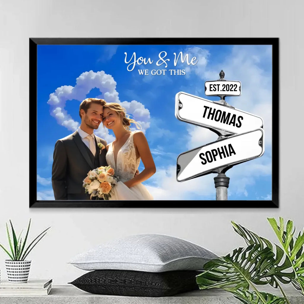 Personalized Crossroads Street Sign Poster with Names and Date Names and Date for Couple Home Decor romantic wall decor