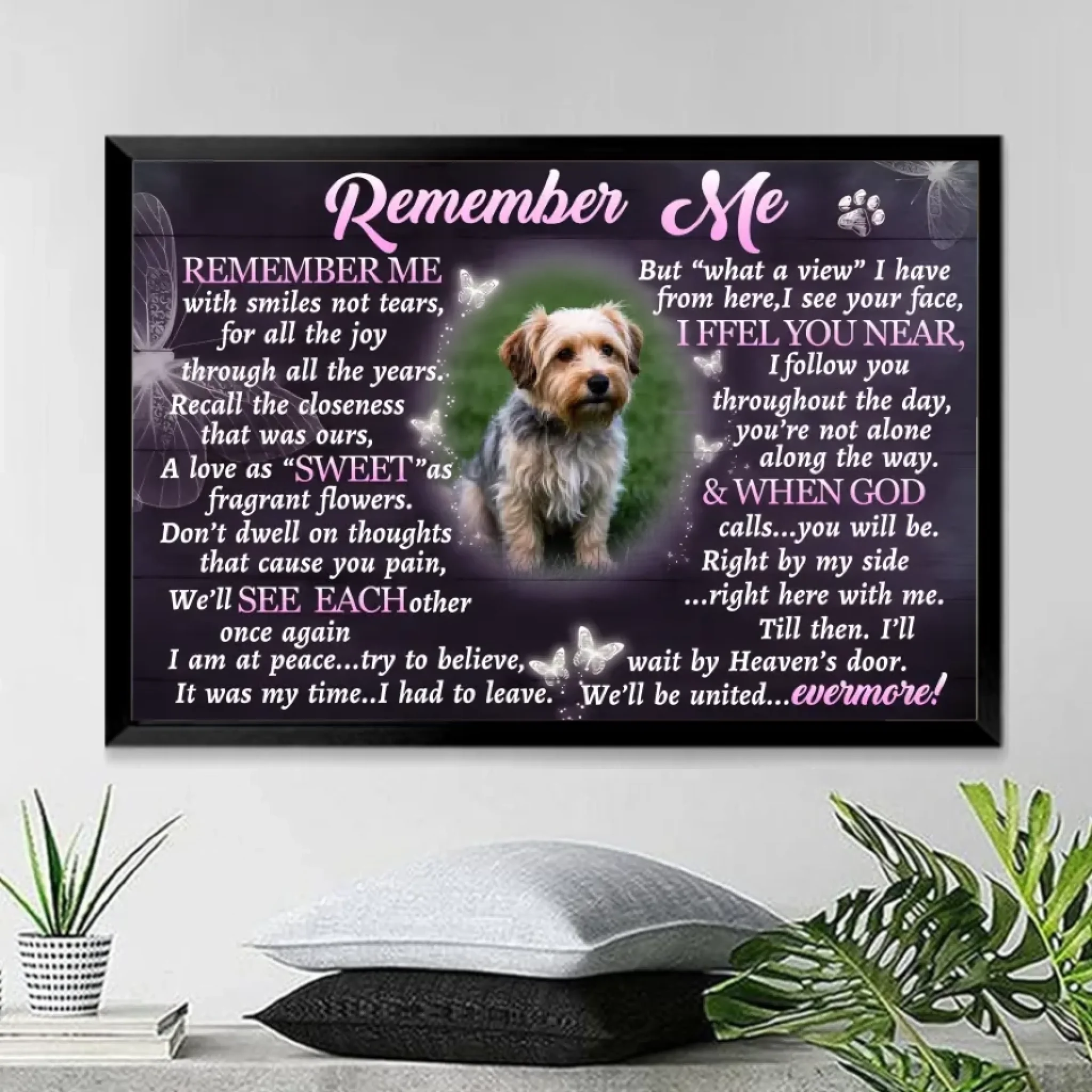 Poster Without Frame Personalized Dog Tribute Wall Art Remember Me Dog Memorial Canvas Loss of Gift for Home Display