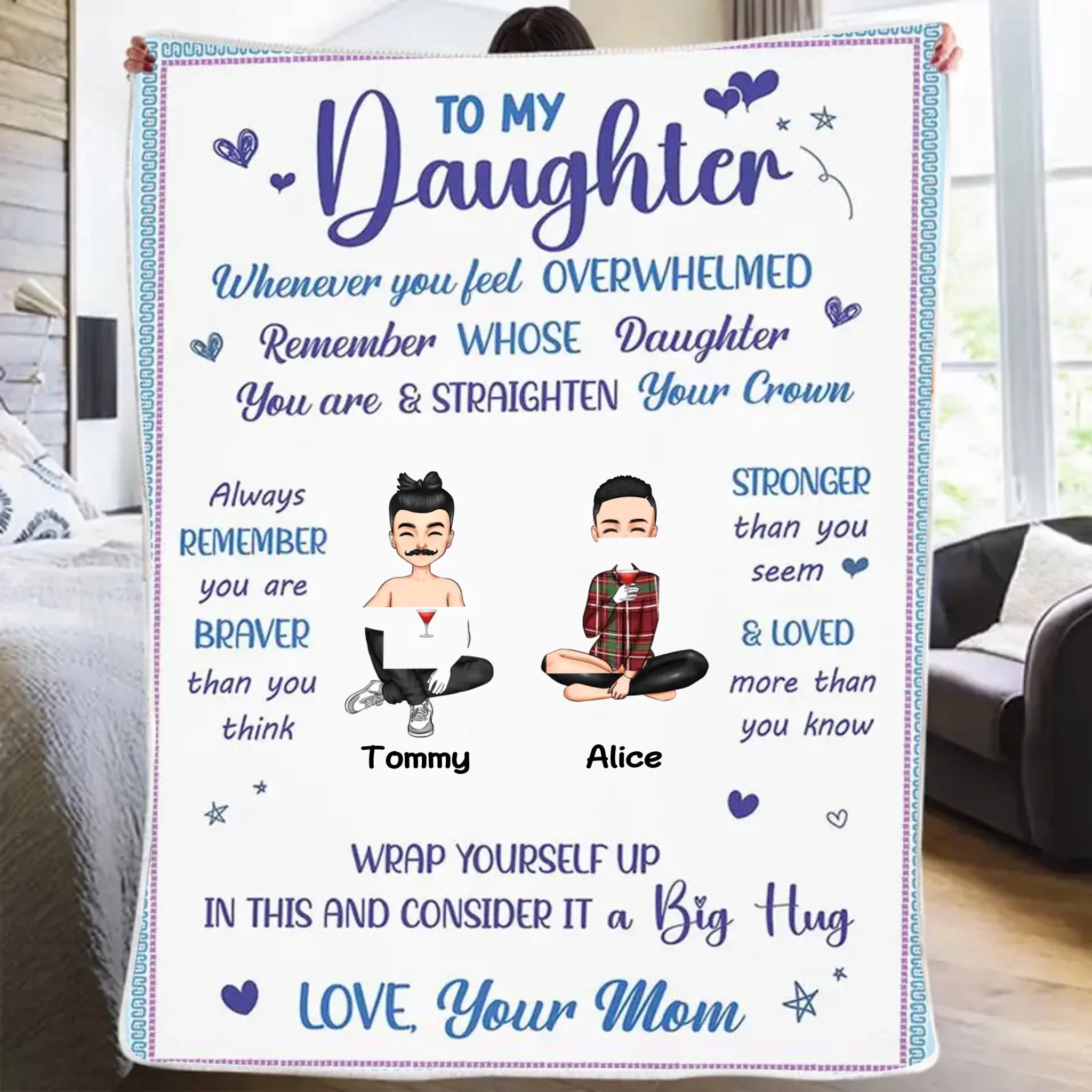 blanket personalized cozy nights gift for daughter front view