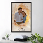 Canvas Poster Personalized Couple Portrait Art 1st Year Anniversary Gift Custom Wedding Memory Decor