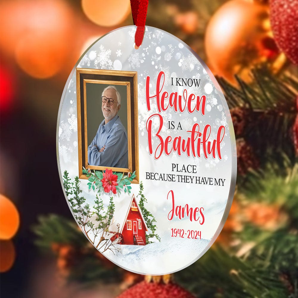 ornament personalized photo with name acrylic memorial design