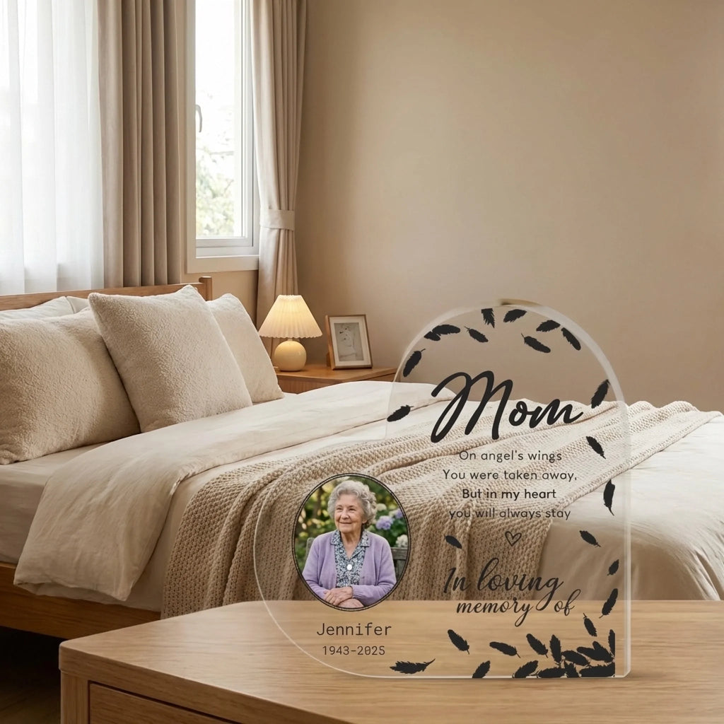angel plaque personalized photo acrylic memorial keepsake acrylic heart ornament