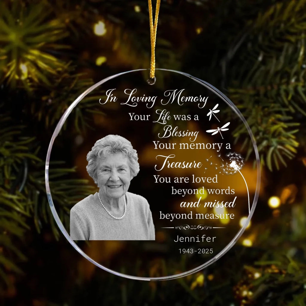 ornament personalized photo with name acrylic memorial keepsake acrylic ornament