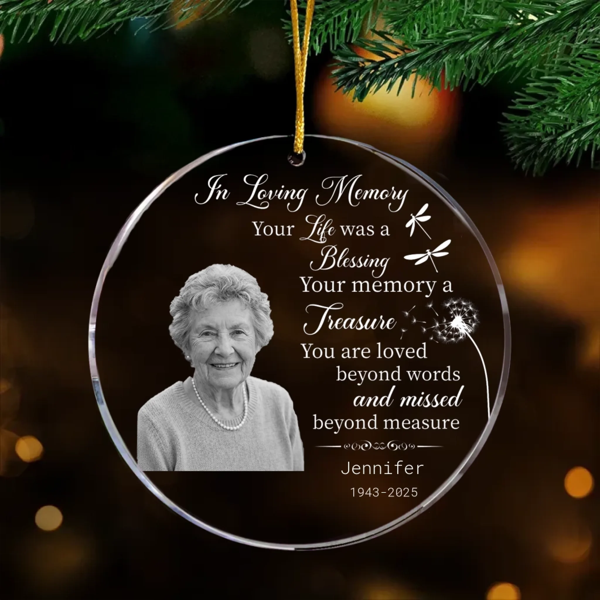 personalized photo with name ornament acrylic remembrance decor acrylic ornament