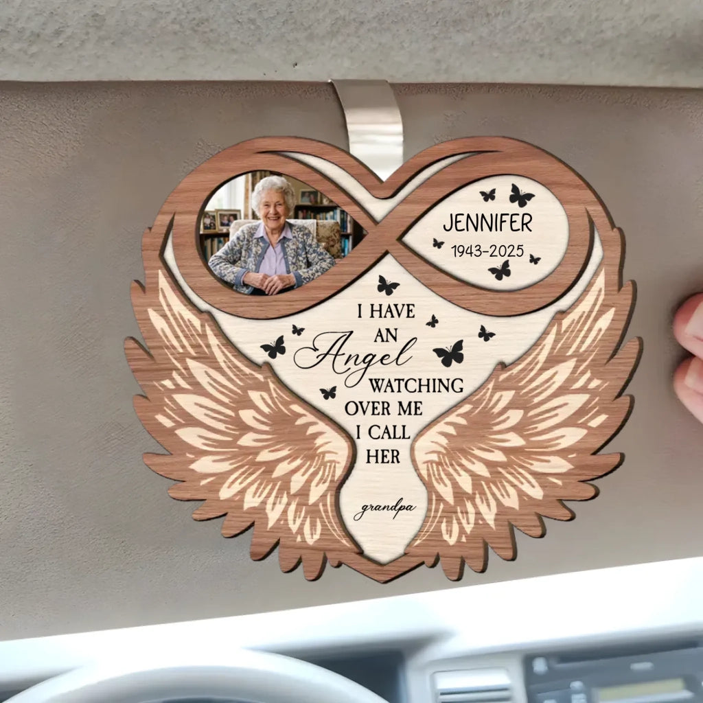 angel decoration personalized photo wooden comfort on the road 2 layer