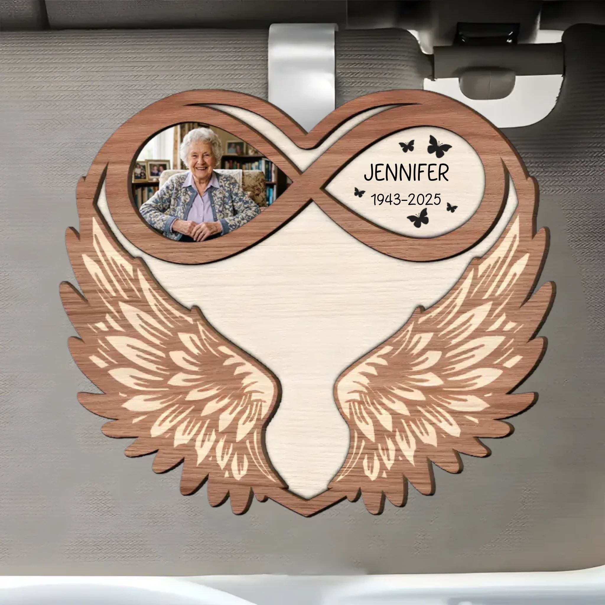 angel decoration wooden personalized photo memorial design