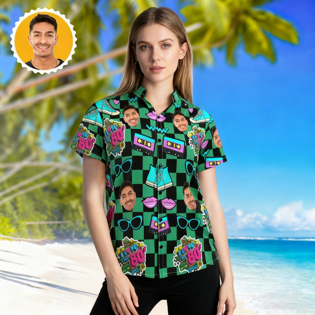Customized Face Retro Hawaiian Shirt 80's Music Party Hawaii Shirts