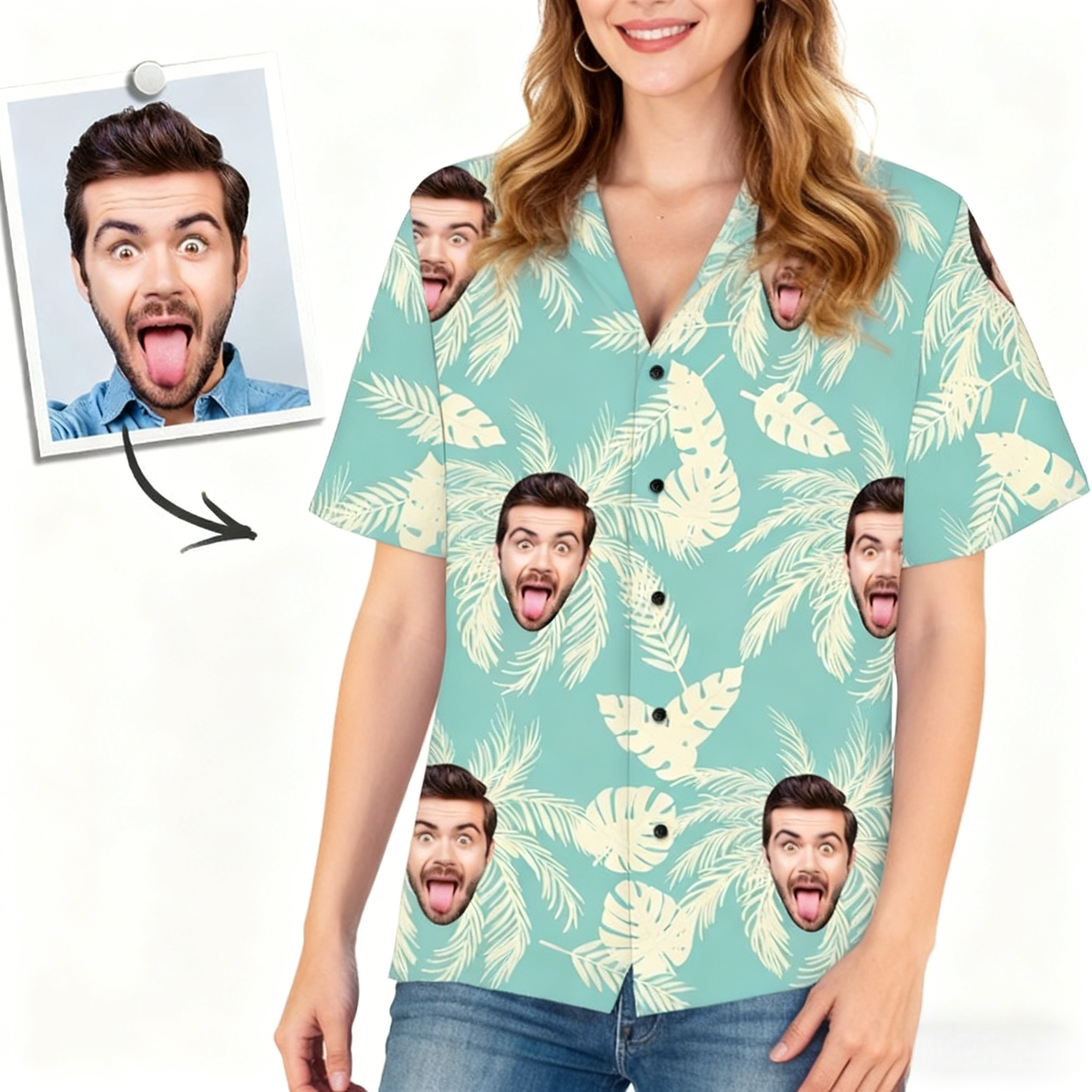 Hawaiian Shirt Tropical Leaves Beach Shirts Custom Gift for girlfriend personalized gift romantic style