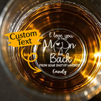Personalized I Love You To The Moon And Back Whiskey Glass with Name Gift for Him