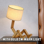 robot table creative bedside wooden table lamp for living room decor