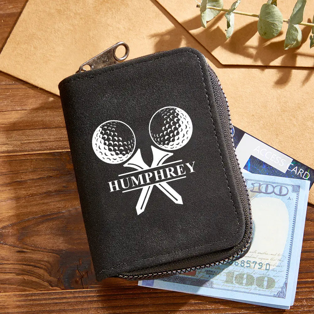 Personalized Leather Golf Wallet with 18 Card Slots Card Holder Wallet Gift for Men