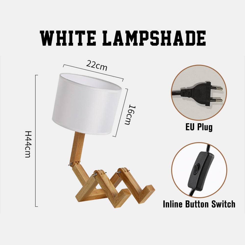 Wooden Robot Table Lamp – Creative Bedside Lamp for Bedroom Artistic Decor Light for Living Room Birthday & Christmas Gift