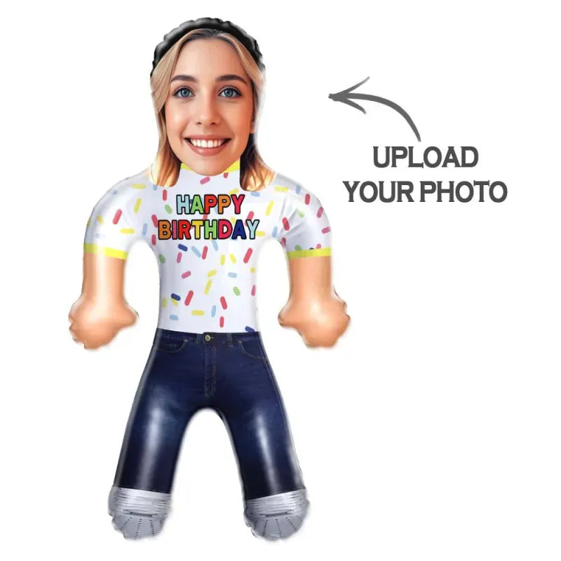 Custom Face Happy Birthday Blow Up Dolls Funny Inflatable Balloon Custom Air Doll for Birthday Party Favors