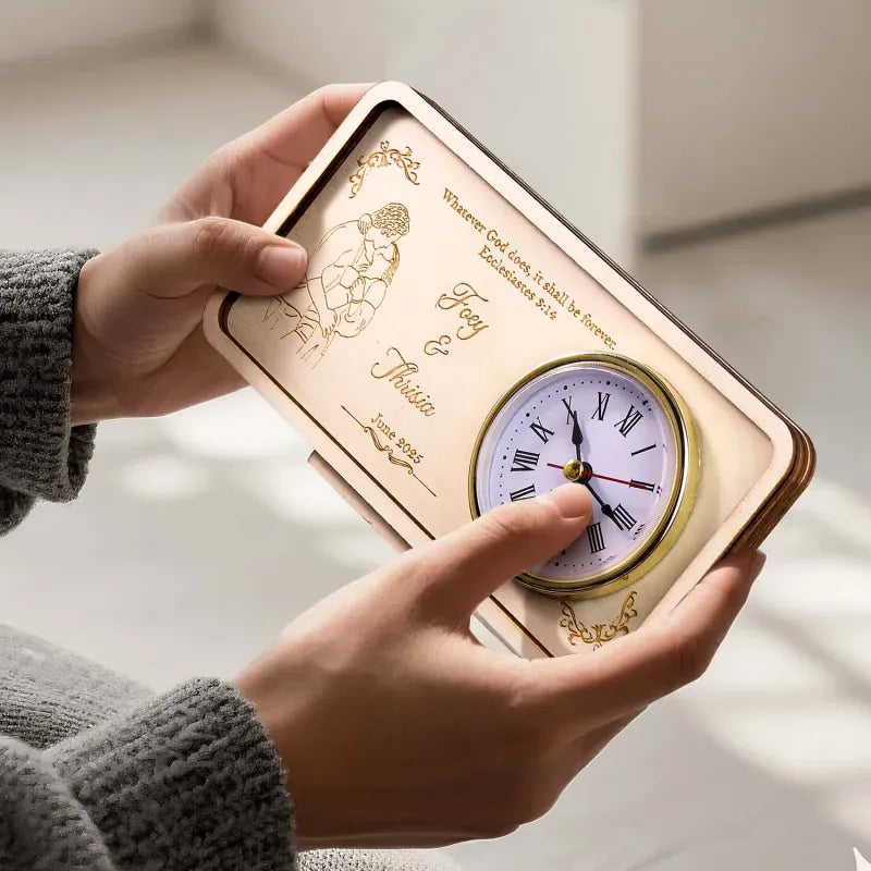 Personalized Wooden Clock Can Custom Photo And Text Wedding Gifts Anniversary Gifts