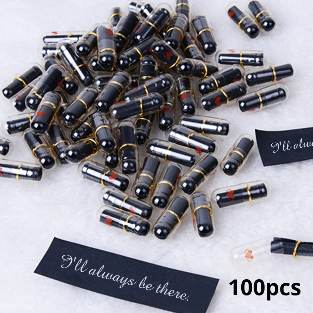 Black 100pcs/ 200pcs/ 520pcs Message Capsule Letter in a Bottle with Box