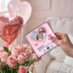 FridgeBeats Framed 4.0 Custom Music Fridge Magnet with Pink Hearts Personalized Photo Music Gift Best Valentines Gift for Couples