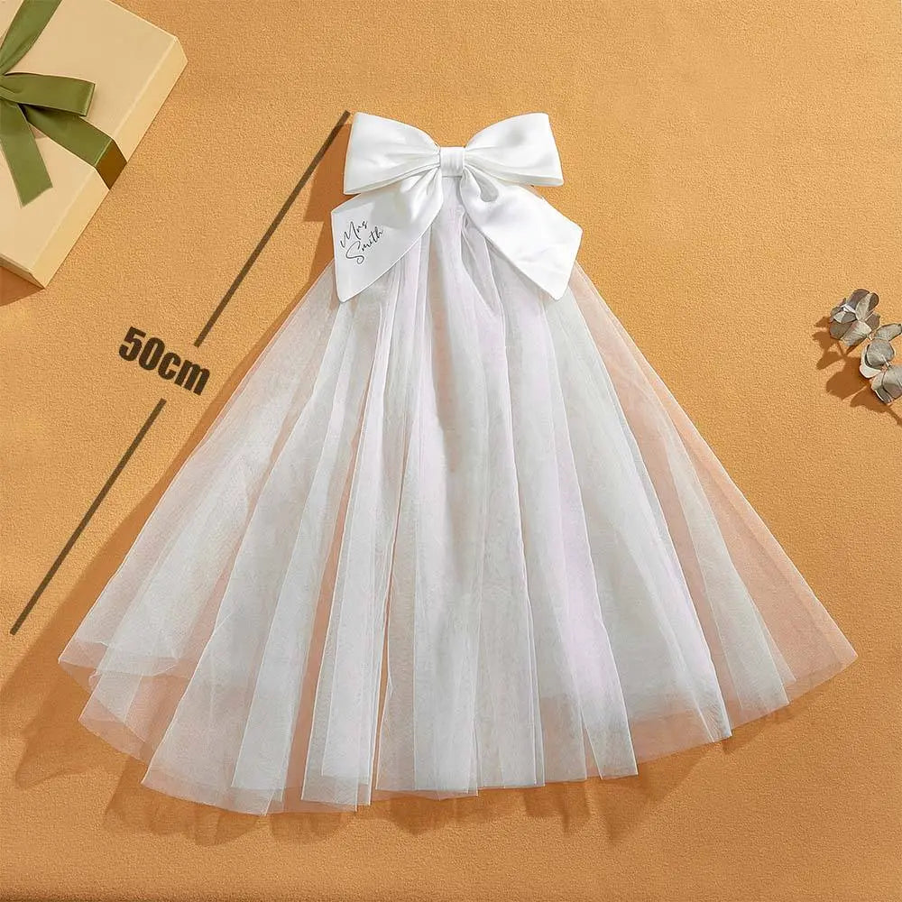 Personalized Bridal Veil Bow Clip Gift for Bride