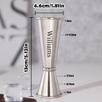 Personalized Engraved Text Stainless Steel Cocktail Jigger Measurements Gift for Bartender