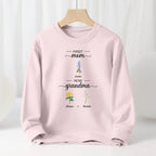 Personalized First Mom Now Grandma Sweatshirt Custom Birth Flowers Sweatshirts for Mother's Day Gift