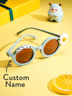 Personalized Kids Daisy Sunglasses – Custom Name Retro Floral Shades for Girls