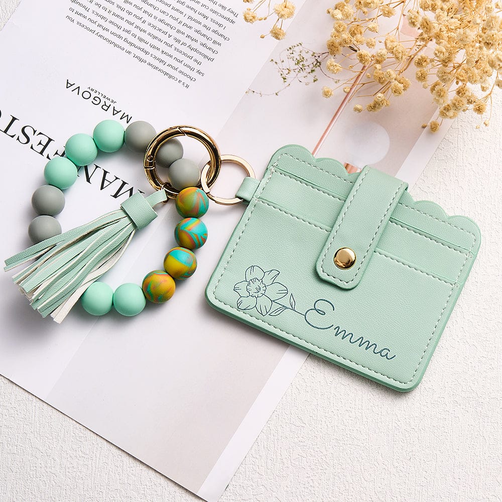 wallet custom birth flower gift for daughter daily carry main image