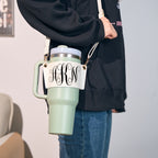 Personalized Monogram Water Bottle Carrier Bag for 40oz Stanley Tumbler with Adjustable Strap Birthday Gift for Her