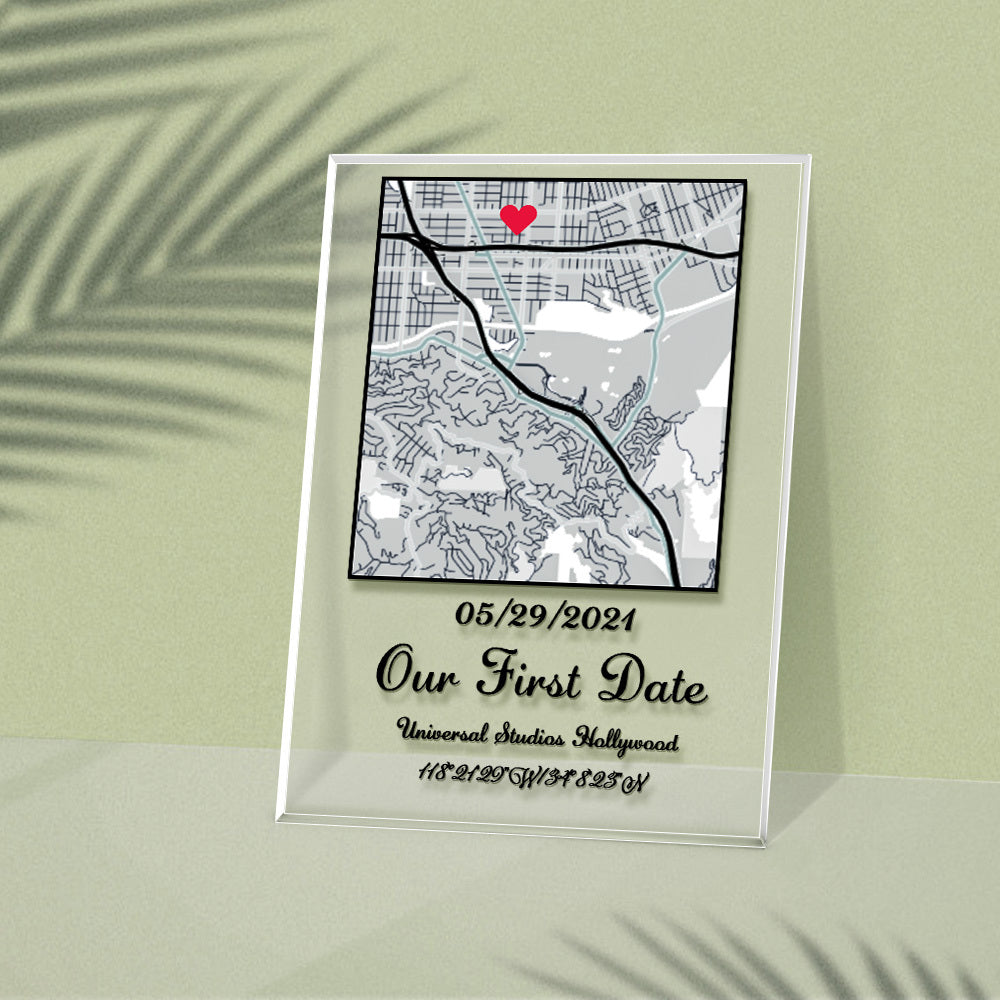 Acrylic Map Night Light with Personalized Text and Date Keepsake