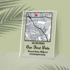 Acrylic Map Night Light with Personalized Text and Date Keepsake
