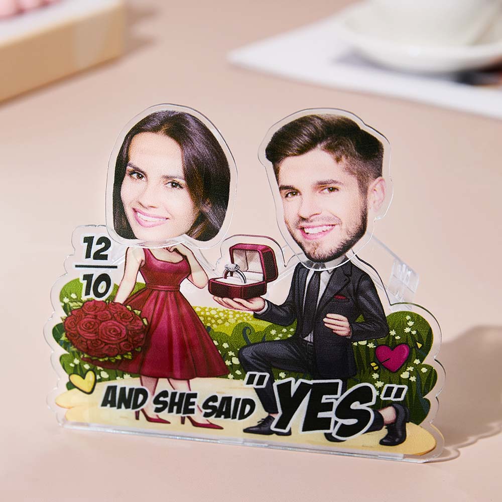 bobblehead gifts bring joy desk figurine wedding couple face propose shaking close up